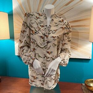 Button up bird print blouse from Persaman New York